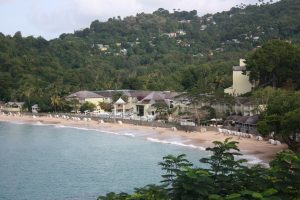 View of Sandals Regency La Toc Resort from the Sunset Bluff hotel rooms