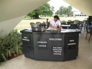 Bacardi visitor check in desk Bacardi Rum Distillery visitor check in.