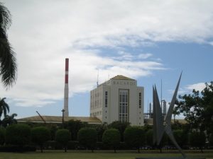 Casa Bacardi Bacardi building with bat sculpture. The bat is part of their logo.