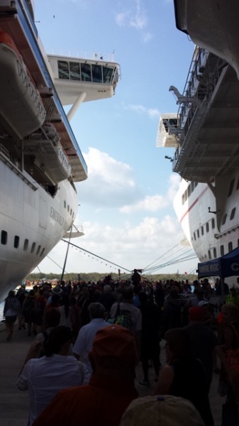 Heading off the ship with the masses at Cozumel