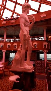 The iconic statue in the steakhouse gets a modesty upgrade