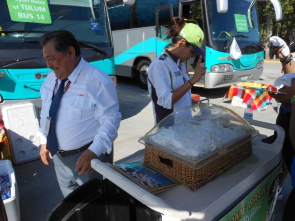 We received a cold towel, small bottle of water and a small cookie prior to boarding