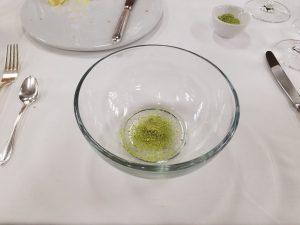 Dried Matcha in soup bowl